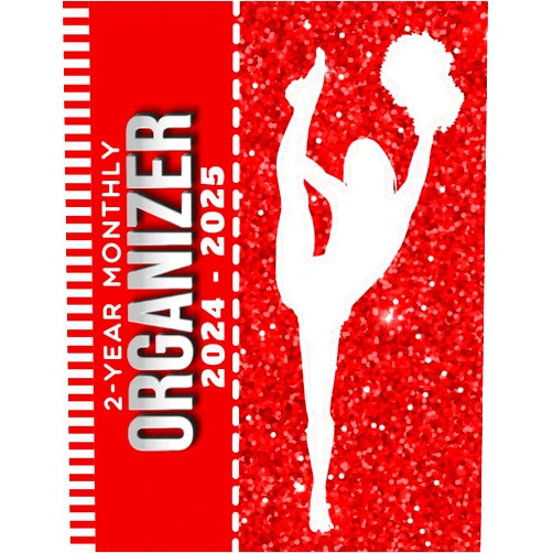By BND 24 Dos Anos Publishing (Author) 2-Year Monthly Organizer 2024-2025: 8.5x11 Large Dated Monthly Schedule With 100 Blank College-Ruled Paper Combo / 24-Month Life Organizing Gift / Red White Cheerleader Cheer Art Cover