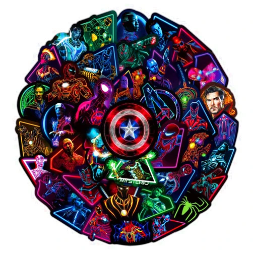 Laptop Skin Noctilucent Marvel Avengers Stickers Superhero-100Pcs Comic Dark Waterproof Graffiti Stickers Water Bottle Vinyl Sticker Decals to Teens Boys Girls Adults (Laptop Skin)