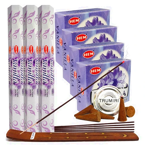 TRUMIRI Vanilla Incense Sticks and Cone Incense Holder Variety Pack Bundle insence insense insienso