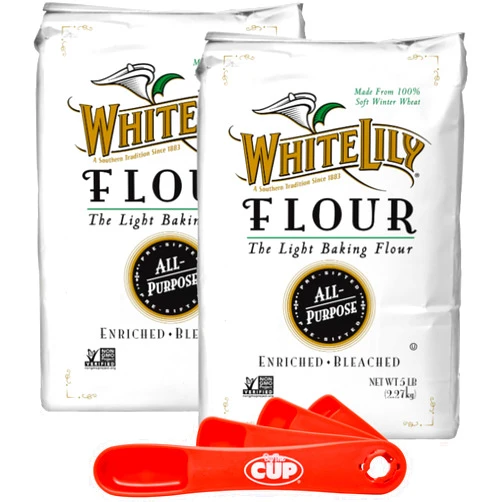 CAIKEZI White Lily All Purpose Flour 5 lb Bag (Pack of 2) By The Cup Swivel Spoons