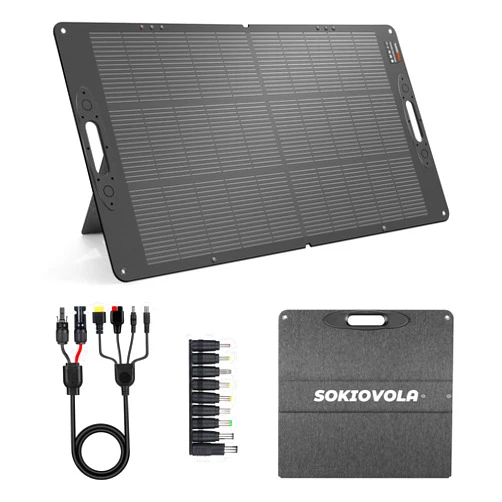 SOKIOVOLA 110W 18V Portable Solar Panel Kit,Portable Foldable Solar Panel,NextGen Solar Cell Up to 25% Conversion Rate,ETFE IP68 Waterproof & Dustproof for Power Station Outdoor Camping RV Trip