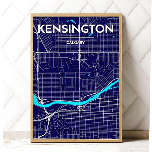 MG Global Modern Hometown Print of Kensington Calgary | 11x17 12x18 16x24 24x36 Minimalism Unframed City Poster | Minimal Wall Art | Minimalist Home Office Decor for Gift