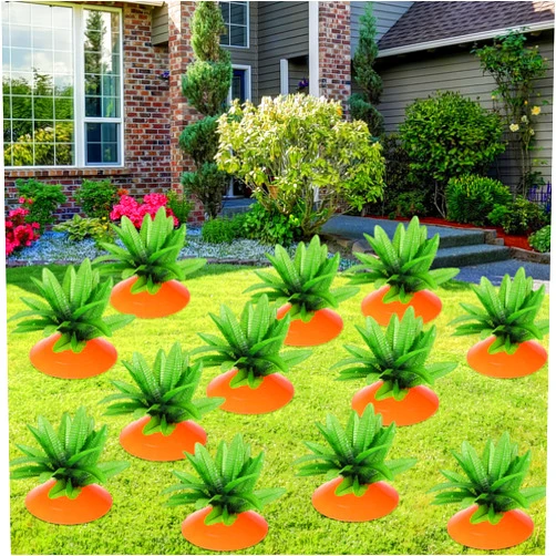 Ywmigl 12 Set Easter Carrots Yard Decorations DIY Carrots Yard Sign Stakes Easter Plastic Outdoor Decorations for Spring Lawn Garden Yard Decor Easter Decor Home Lawn Patio Decorations (B Style)