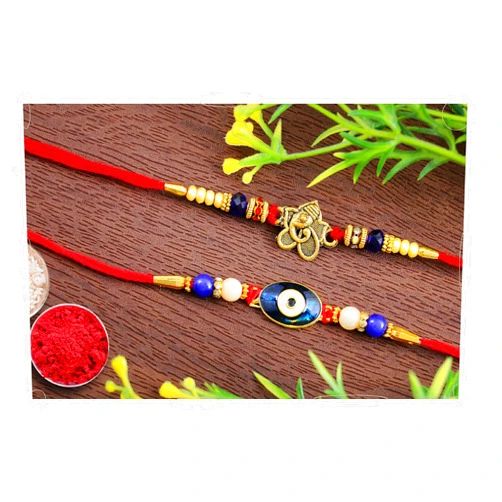 Siddhatva Set of 2 Combo Rakhi for Brother Traditional Evil Eye Fancy Rakhi Thread Band for Small Brother Bhaiya Fancy Rakhee Rakhshabandhan