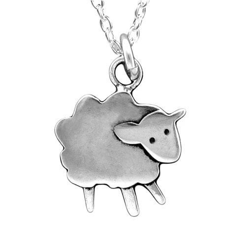 Mark Poulin Sterling Silver Sheep Charm Necklace on 16