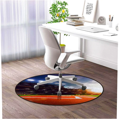 MQAUZK Green Blue Carpet Round Office Chair Mat Green Lawn Arena Panorama Hardwood Floor Multi-Purpose Soft Mats for Gaming Rolling Chair/Living Room/Study Stadium Photo Diameter 43.3 in