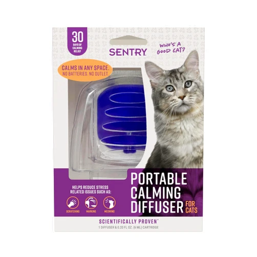 Sentry Behavior Portable Calming Diffuser for Cats, Reduces Stress and Bad Behavior with Calming Pheromones, Easy-to-use Portable Design, 30 Day Release