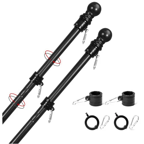 Yeesun Flag Pole,6FT Flag Pole Kit(2 Packs) for 3' x 5'American Flag, Flag Pole Holder for Outside House,Truck & Boat Use (Without Bracket) (Black)