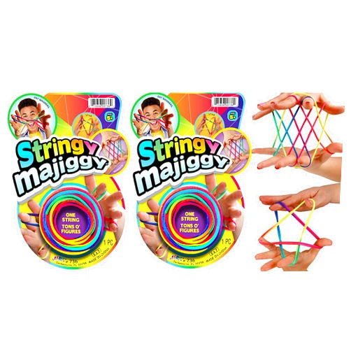 JA-RU Stringy Majiggy Cats Cradle - Chinese String Toys (2 Cats Cradle) Finger Hand String Tricks Games for Kids & Adults Girls & Boys. Rainbow Rope toy. Party Stocking Stuffers. 736-2s