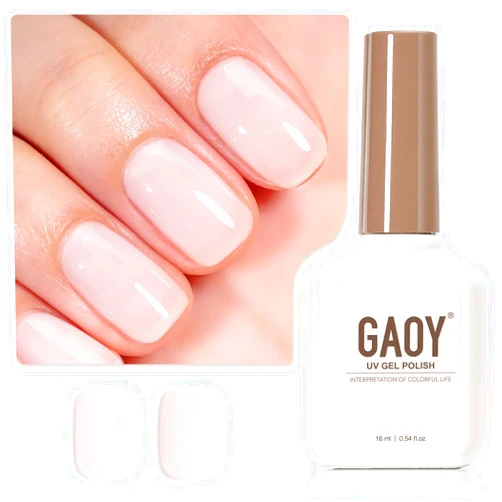 GAOY Sheer Light Pink Gel Nail Polish, 16ml Jelly Milky White Peach Translucent Color 1352 UV Light Cure Gel Polish for Nail Art DIY Manicure and Pedicure at Home