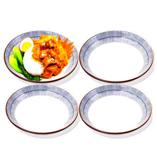 LMRLCS Japanese Dinner Plates set of 4, Porcelain Dinner Plates, Ceramic Plates for Salad, Pasta, Appetizer, Dessert, Plates for Thanksgiving & Christmas, Dishwasher & Microwave Safe