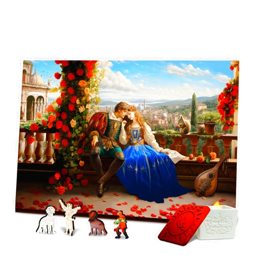 Doctor Puzzle Philosophy of the game Doctor Puzzle Wooden Puzzles for Adults 100 Pieces - Double-Sided Wooden Jigsaw Puzzles with Unique Shapes - Romeo and Juliet - Gift Family Game 10 x 6 Inch Includes Natural Aroma Candle