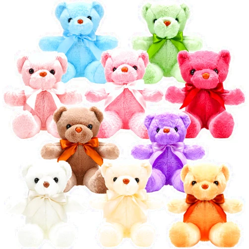Skylety 10 Pieces Bears Bulk Stuffed Animals Soft Plush Toy Gift Bears with Ribbon Bow for Boys Girls Birthday Wedding Baby Shower Bears Party Favor(Bright Colors)