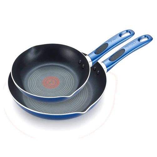 T-fal B037S264 Excite ProGlide Nonstick Thermo-Spot Heat Indicator Dishwasher Oven Safe 8 Inch and 10.5 Inch Fry Pan Cookware Set, 2-Piece, Blue