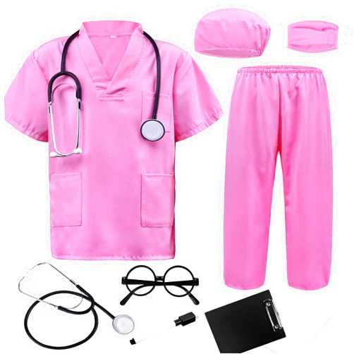 ZZIHAN Doctor Scrubs Set,Doctor Kit for Kids,Doctor Costume With Pretend Play Playset for Kids 3-12Years