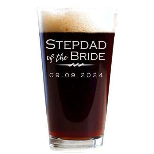 Lifetime Creations Engraved Personalized Stepdad of the Bride Pint Glass - Personalized Stepdad of the Bride 16 Ounce Beer Glass Gift, Made in USA