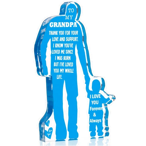 TuSuQing Grandpa Gift from Grandson Christmas Gifts for Granddad, Grandfather Birthday Gifts Idea from Grandson Best Grandpa Ever Gifts to My Grandpa Father's Day Gifts Acrylic Plaque Sign 5.1x3.2in