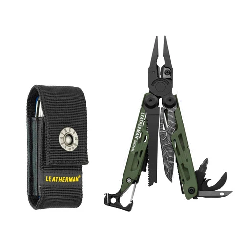 LEATHERMAN, Signal, 19-in-1 Multi-tool for Outdoors, Camping, Hiking, Fishing, Survival, Durable & Lightweight EDC, Made in the USA, Topographical Print