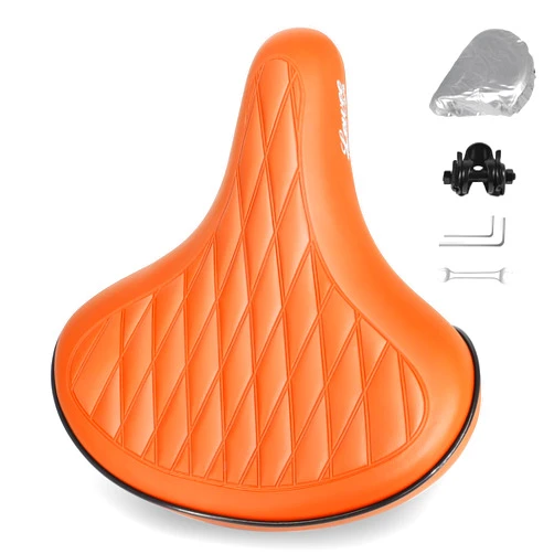 Lewee Wide Bike Seat for Men Women, Comfortable Saddle with Memory Foam & Dual Spring Shock Absorption, Waterproof Leather Cushion for Beach Cruiser, City Commuter Road & Mountain Bikes