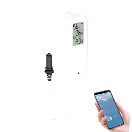 Chatthen Aquarium Thermometer, Smart Fish Tank Thermometer App Monitor, Free Data Export ℉/℃, WiFi Hygrometer for Babyroom, Greenhouse, Fish Tank, Refrigerator, White 1 Pack with Screen