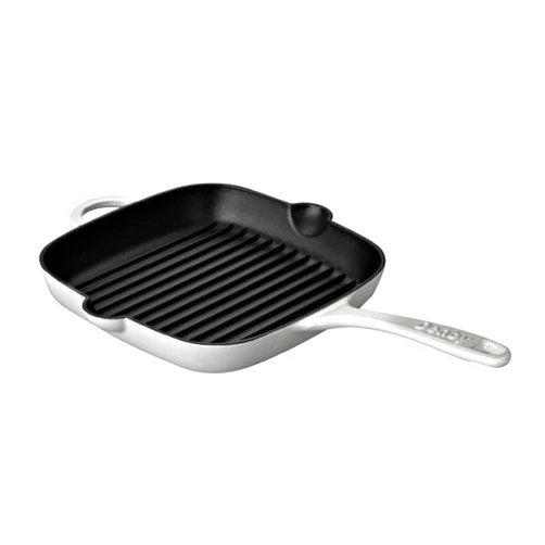 Denby - Natural Canvas White Cast Iron Griddle Pan - 10 Inch Non Stick Frying Grill Pan - Oven Safe, For All Stove Types, Induction, Gas, Electric