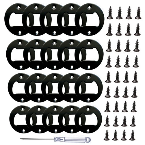 TECARATE Bottle Opener Insert - 20 Sets Stainless Stee Bottle Opener Inserts Kit with Screws Screwdriver for Bottle Opener DIY Resin Mould Kit Hardware Parts Supply（black)