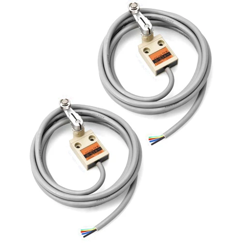 QWORK Waterproof Limit Switch TZ-3104 with Roller Lever Plunger, 2 Pack - Momentary Action, SPDT 1NO+1NC, Including 3m Cable