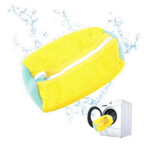 HAOYONG Shoes Laundry Bag for Washing Machine Reusable Shoe Washing Bag Mesh Wash Bags For All Shoes 360° Deep Cleaning Sneaker Laundry Bag (1-Pack-Yellow)