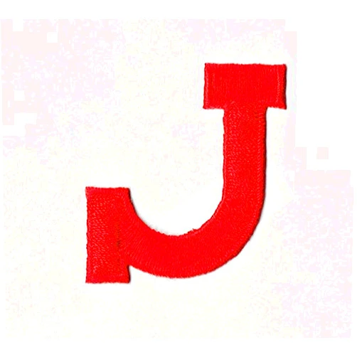 Wholesale Applique Alphabet Letter - J - Color Red - 2 Inch Block Style - Embroidered Iron on Patch