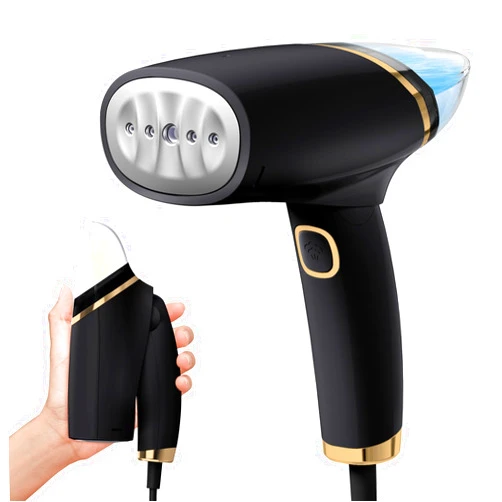 Looptop Travel Steamer for Clothes Portable Mini - 1000W Clothes Steamer Handheld Foldable, Fast Head-up Fabric Garment Steamer Removes Wrinkles, 120V Iron Steamer with Brush & Measure Cup for Home (Black)