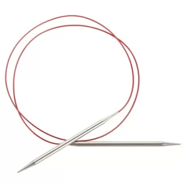 CHIAOGOO 40-Inch Red Lace Stainless Steel Circular Knitting Needles, 8/5mm