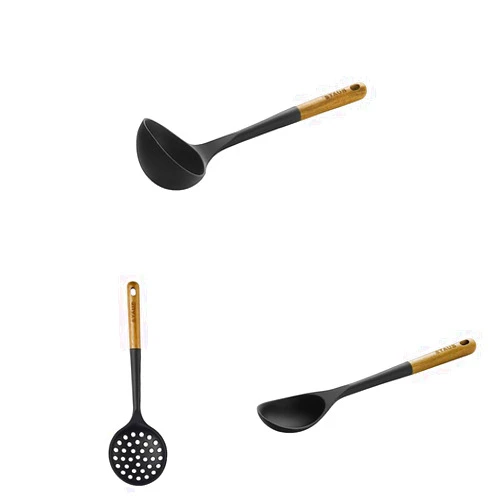 STAUB Soup Ladle & STAUB Skimmer Spoon, Perfect for Straining or Lifting Meat and Veggies from Broth & STAUB Serving Spoon, Great for Scooping Sides and Serving Hearty Stews