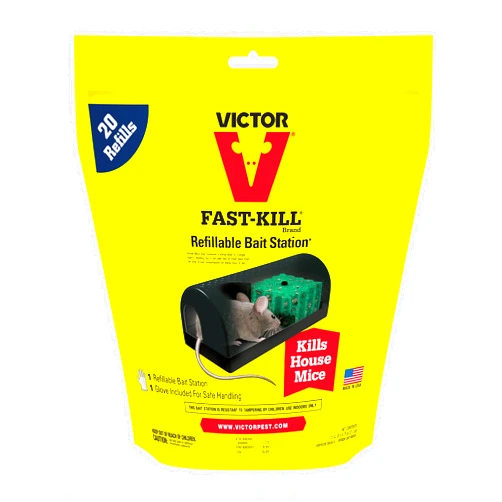 Victor Fast-Kill Brand Refillable Bait Station with 20 Bait Refills