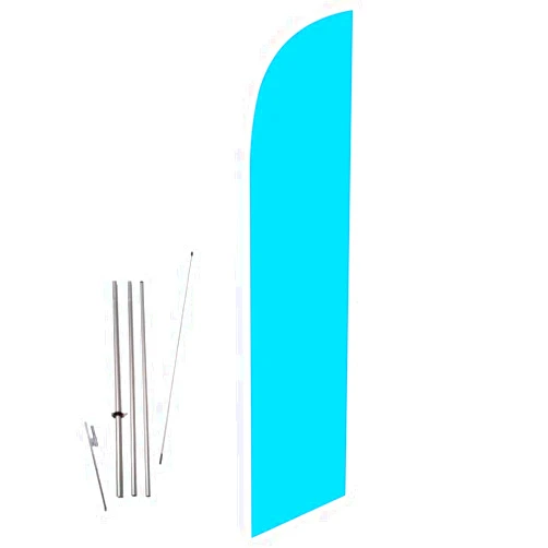 Cobb Promo Solid Light Blue Color Advertising Decorative Feather Flag with Complete 15ft Pole kit and Ground Spike