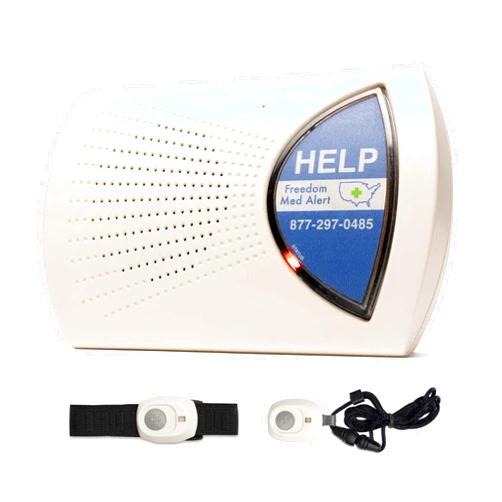 Freedom Med Alert MXD Medical Alert System - Long Range, Home Based Alerts - Personal Emergency Button Necklace & Wristband - Waterproof - 24/7 Monitoring for Senior & Elderly - 4 Months Service