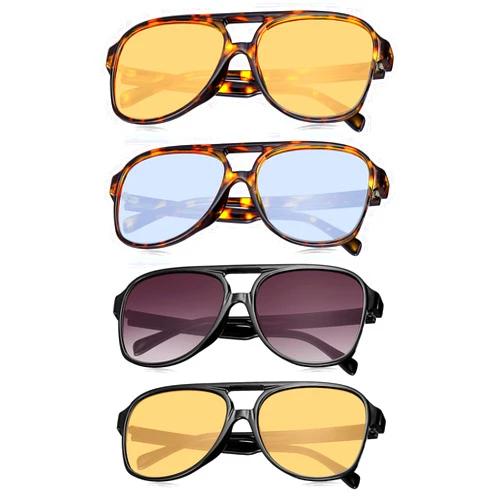 Frienda 4 Pairs Retro Sunglasses Vintage Large Frame Sunglasses 70s Unisex Glasses for Women Men (Classic Color)