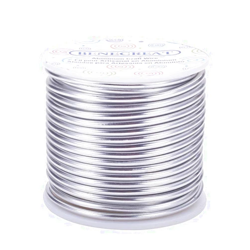 BENECREAT 9 Gauge Jewelry Craft Aluminum Wire 55 Feet Bendable Metal Sculpting Wire for Craft Floral Model Skeleton Making, Plant Gardening, Silver