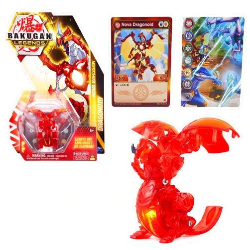 Bakugan Legends, Nova Bakugan, Dragonoid, Light Up Bakugan Action Figures, 1 Character Card and Metal Gate Card, Kids Toys for Boys Ages 6 and Up