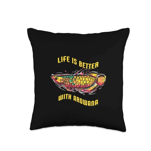 Carnivorous Freshwater Fish Or Symbol Of Luck Life Is Better With Arowana Large Fish Arowana Throw Pillow