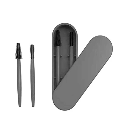 Aitakl Reusable Eyelash Brush, Silicone Eyelash Brush 2 Pcs with Portable Case(Grey)