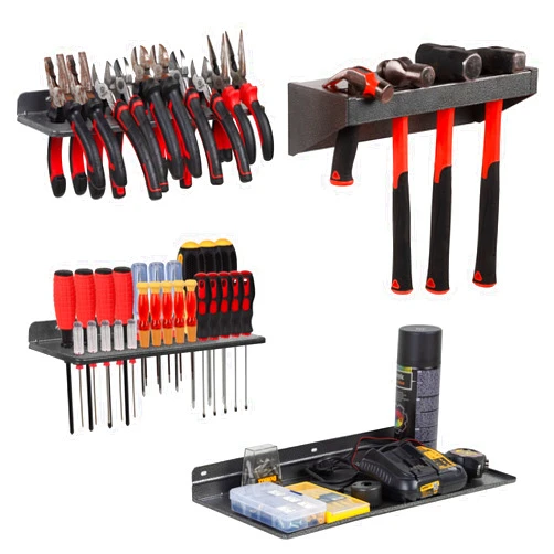 AHOWPD Screwdriver Organizer, Metal Plier Organizer Hammer Rack Screwdriver Holder Hand Tool Organizer and Storage Rack Wall Mount for Garage Workshop Workbench - 4 Pack