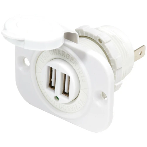 Blue Sea Systems 1016200 12V DC Dual USB Charger Socket, White