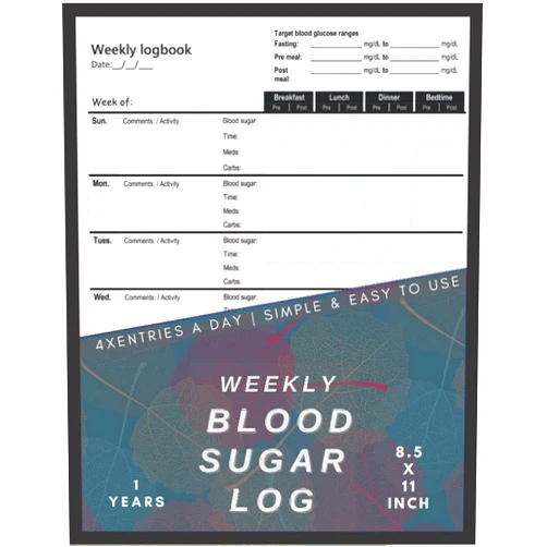 MILAN SONI Diabetes Log Book: Weekly Blood Sugar Log Book, 2-Year Blood Sugar Level Recording Book to Record Your Glucose levels Pre & Post