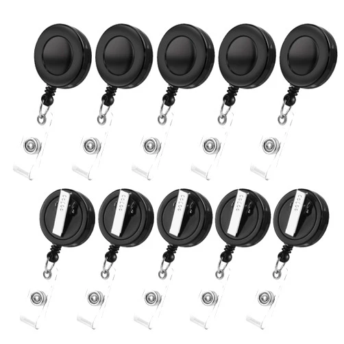 Koorito 30 Pack Badge Reels Retractable with Swivel Alligator Clip Retractable Badge Holder Reel Clips for Teachers, Students, Office Workers (Black)