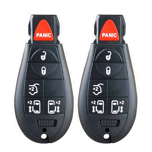 Gppower 2PCS 6 Button Key Fob Compatible for 2008-2015 Chrysler Town and Country，2008-2014 Dodge Grand Caravan