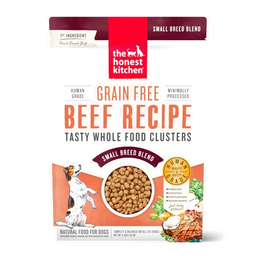 The Honest Kitchen Whole Food Clusters Small Breed Grain Free Beef Dry Dog Food, 4 lb Bag