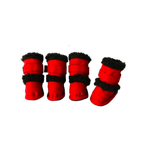 Pet Life DPF08302 Duggz Snuggly Shearling Dog Boots, X-Small, Red/Black
