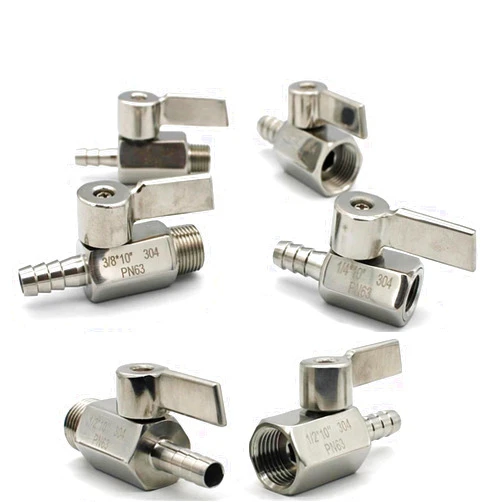 DMBGRXJF Ball Valve Stainless Steel Handle 1/4 3/8 1/2 To 7mm 10mm 8mm 12mm Pipe Pagoda Adapter Female Male 304 SS 2 Way Ball Valve 1Pcs(1/2