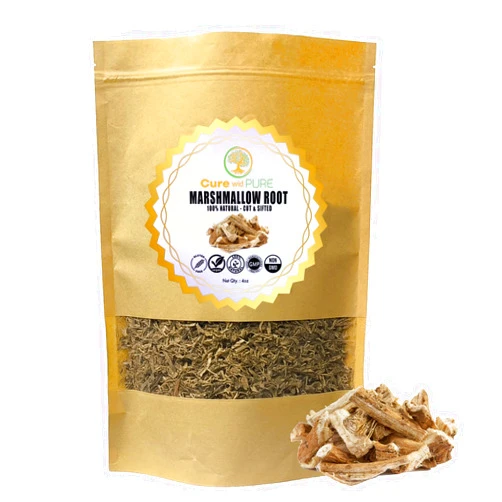 Cure wid Pure Organic Marshmallow Root Herb 4 Oz – Cut & Sifted Marshmallow Root Tea in Eco-Friendly Resealable Bag Versatile Choice for Herbal Tea, Marshmallow Root Powder, Tinctures & More