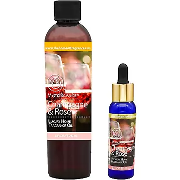 Mystic Romance Champagne & Rose 8oz and 2oz Fragrance Oil Set (Two Bottles, one with Dropper)